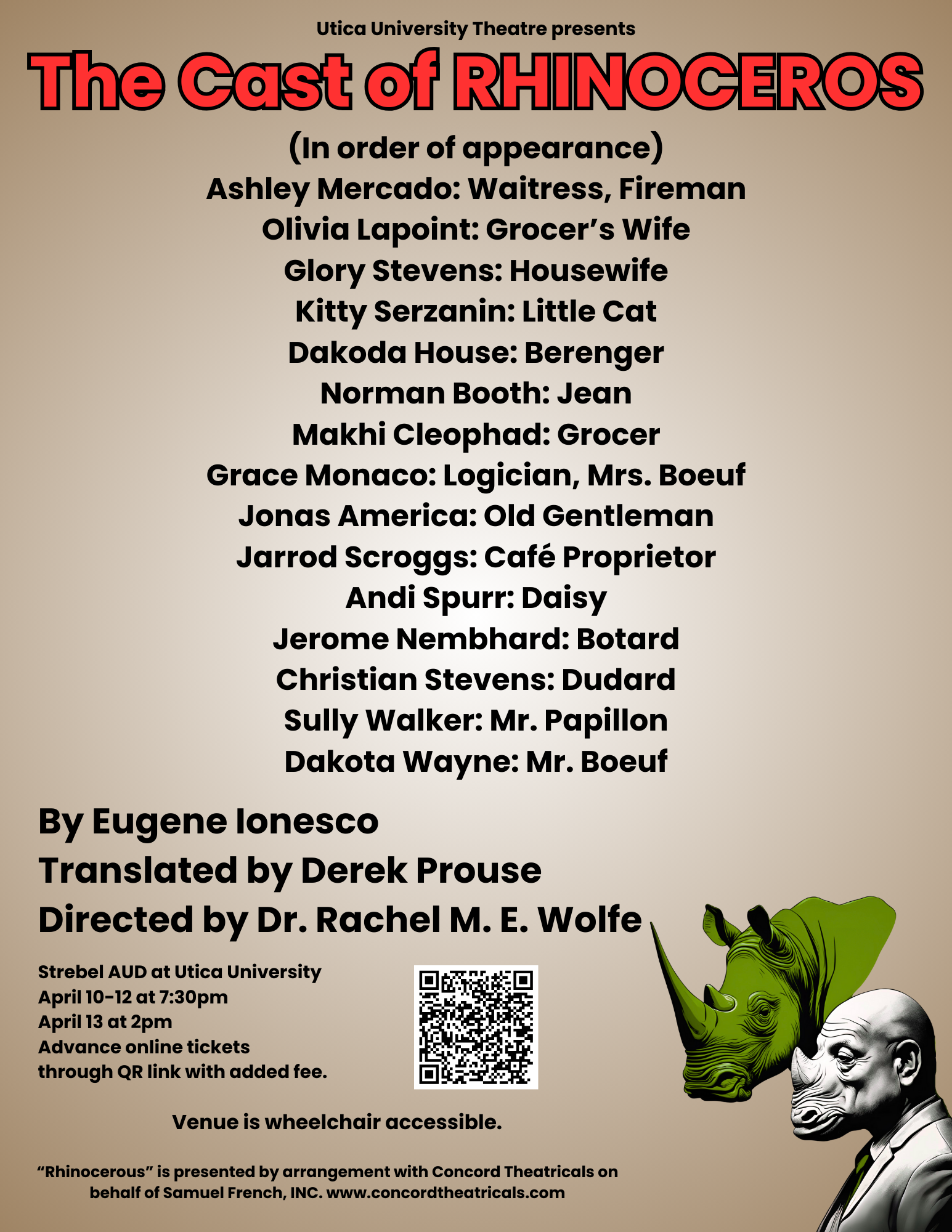 Rhinoceros Spring 2024 Cast List